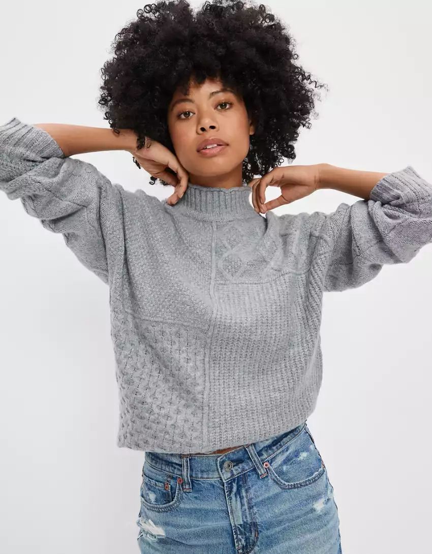 AE Soft & Cozy Mixed Stitch Sweater | American Eagle Outfitters (US & CA)