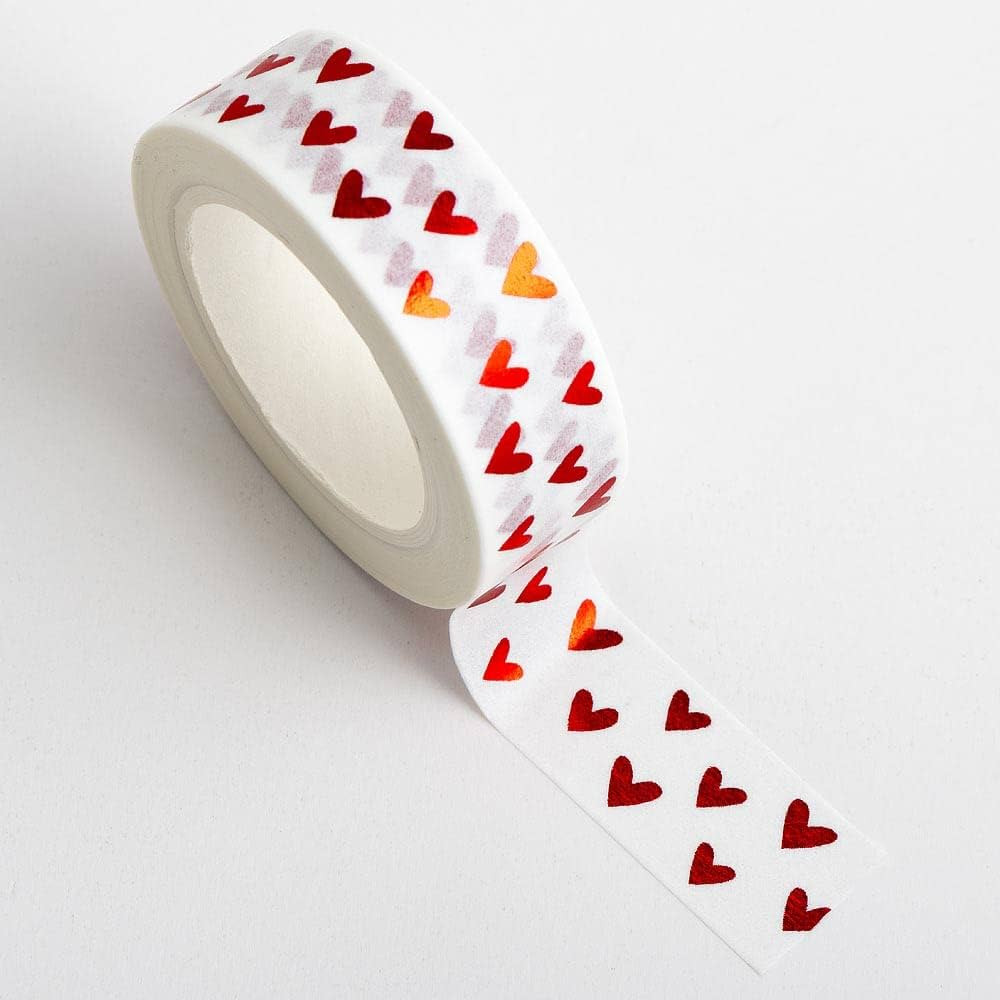 Italian Options Red Foil Heart Adhesive Washi Tape (15mm x 10 Metre) | Amazon (UK)