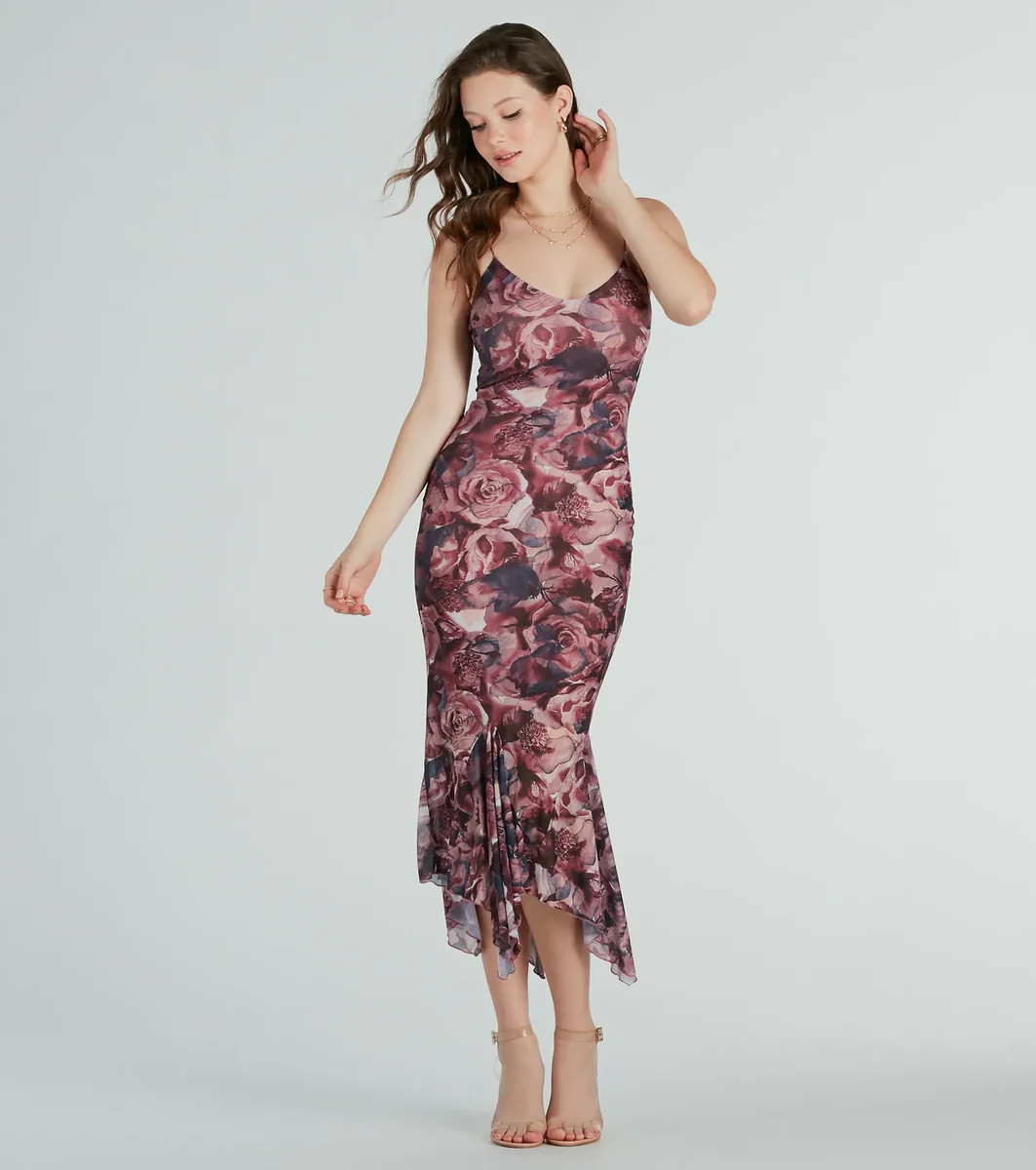 Bloom With A View Floral Ruffle Midi Dress | Windsor Stores