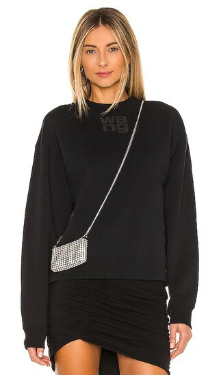 Alexander Wang Essential Terry Crew Sweatshirt W/ Puff Paint Logo in Black. - size S | Revolve Clothing (Global)