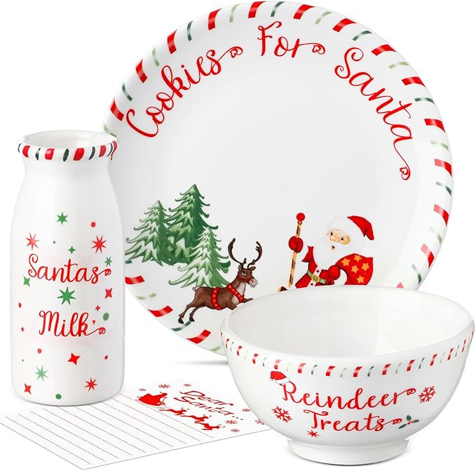Nitial Christmas Cookies for Santa Plate Christmas Dinnerware Set Cookies for Santa Plate Set wit... | Amazon (US)