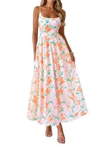 PRETTYGARDEN Womens 2026 Spring Boho Maxi Dress Eyelet Floral Long Flowy Sundresses Summer Beach ... | Amazon (US)