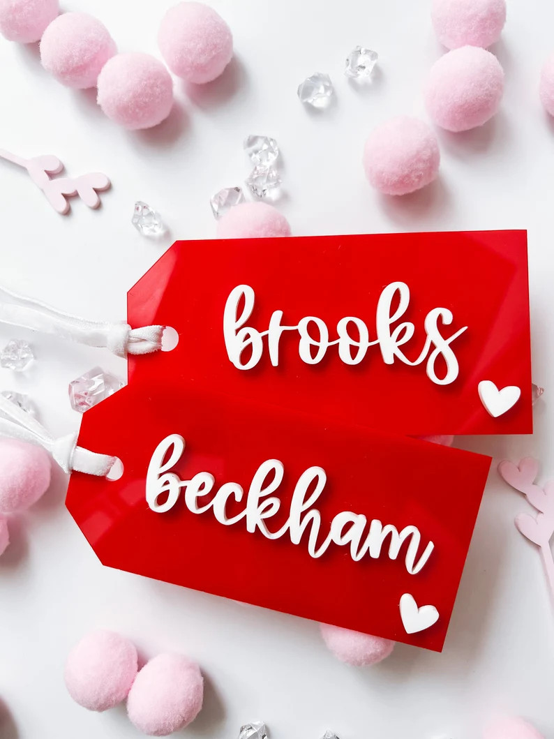 Personalized Name, Valentine's Day Gift Basket Gift Tag, Acrylic Gift Tag,Basket Marker, Heart Ta... | Etsy (US)