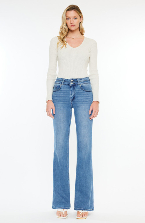 KanCan Onyx Essentials Ultra High Rise Wide Flare Jeans in Medium Wash at Nordstrom, Size 24 | Nordstrom