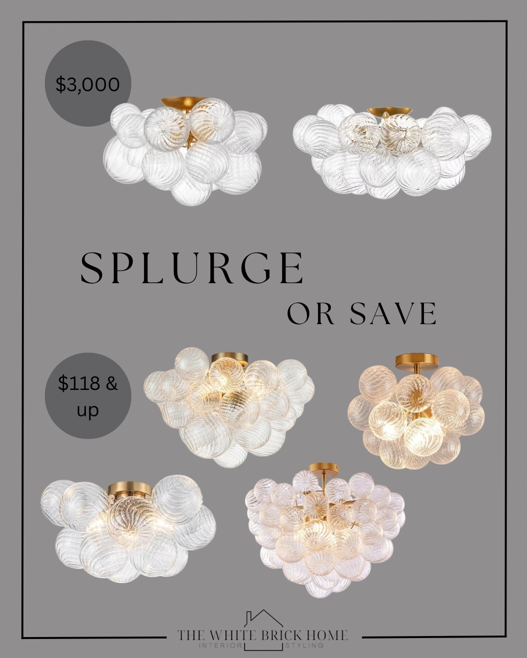These bubble flush mounts are a stunning way to make a statement in a room. I have linked several different price points, so you can get the same designer look at a fraction of the price!

Bubble light, glass light, flush mounts, ceiling light, ceiling chandelier, home decor, home accessories, home accents, modern home, modern home lighting, ceiling light fixture, flush mount, flush mount bubble light, wayfair, Amazon, visual comfort

#LTKHome #LTKSeasonal #LTKSaleAlert