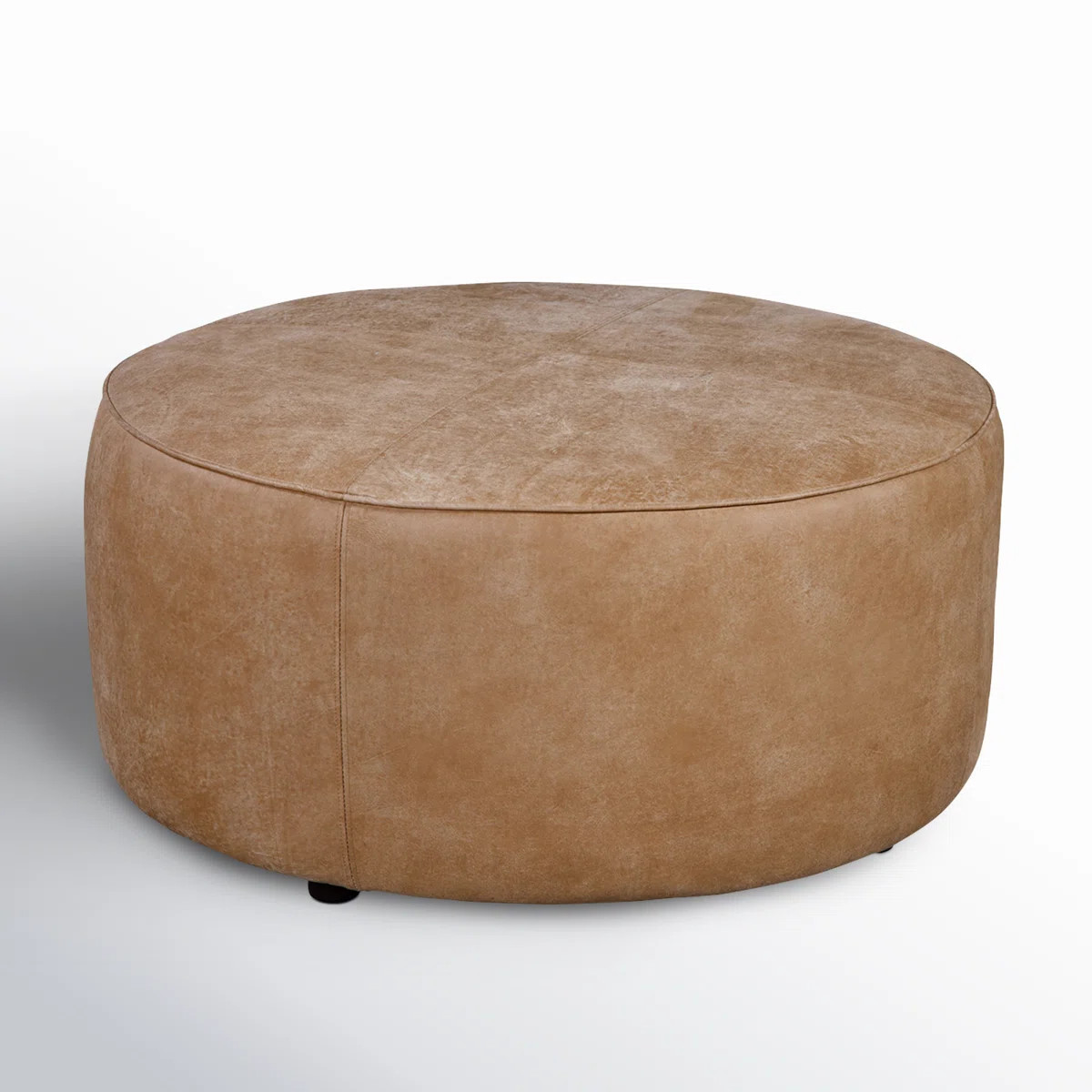 Murano 37" Genuine Leather Round Ottoman | Wayfair North America