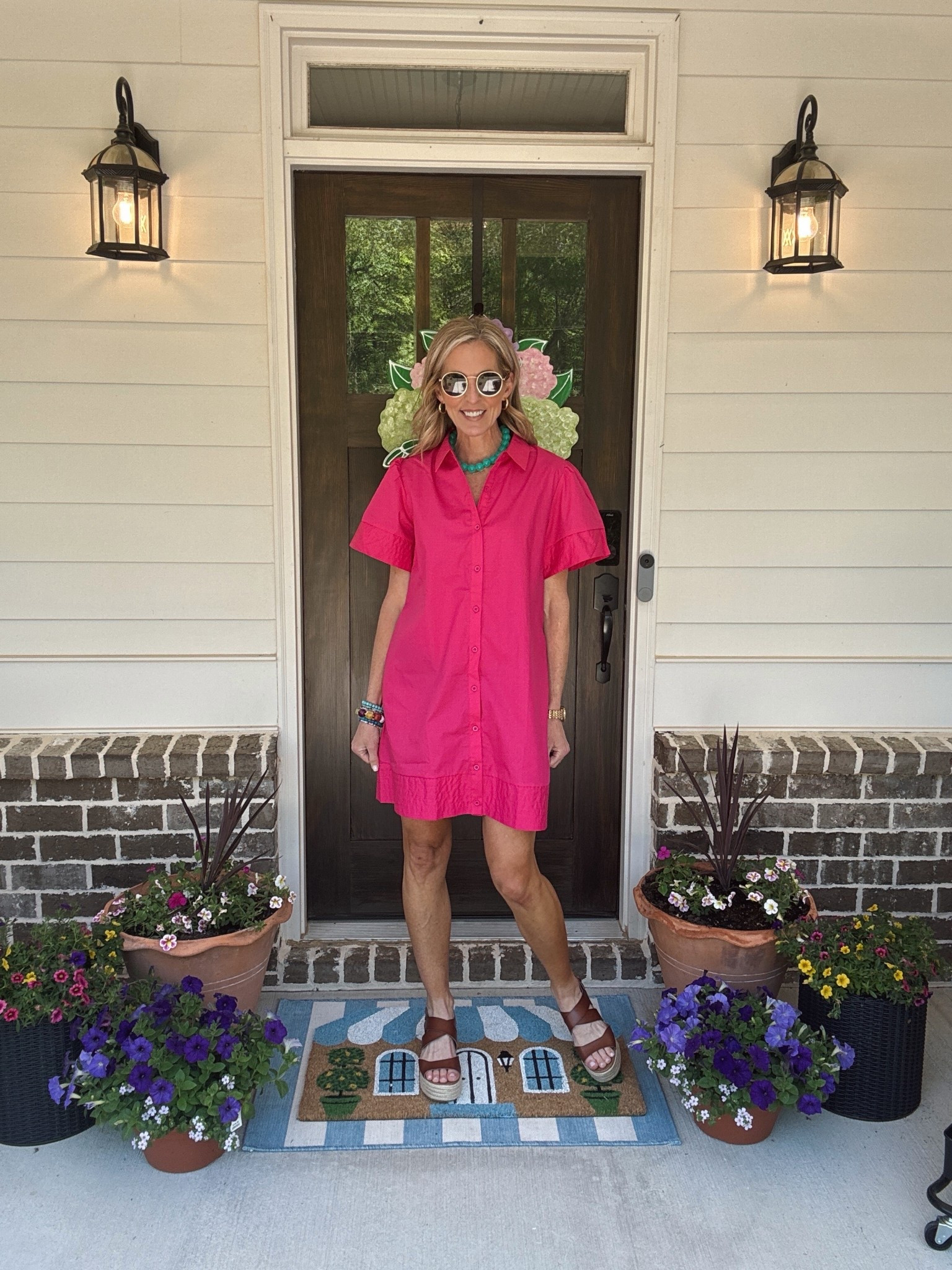 Amazon women a short sleeve button-down, mini shirt dress perfect for teaching or a casual day with friends comes in seven color options … wearing a size small

Spring style, Amazon, spring dress