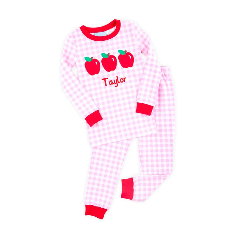 Apple Trio Pink Gingham Pajamas | Classic Whimsy