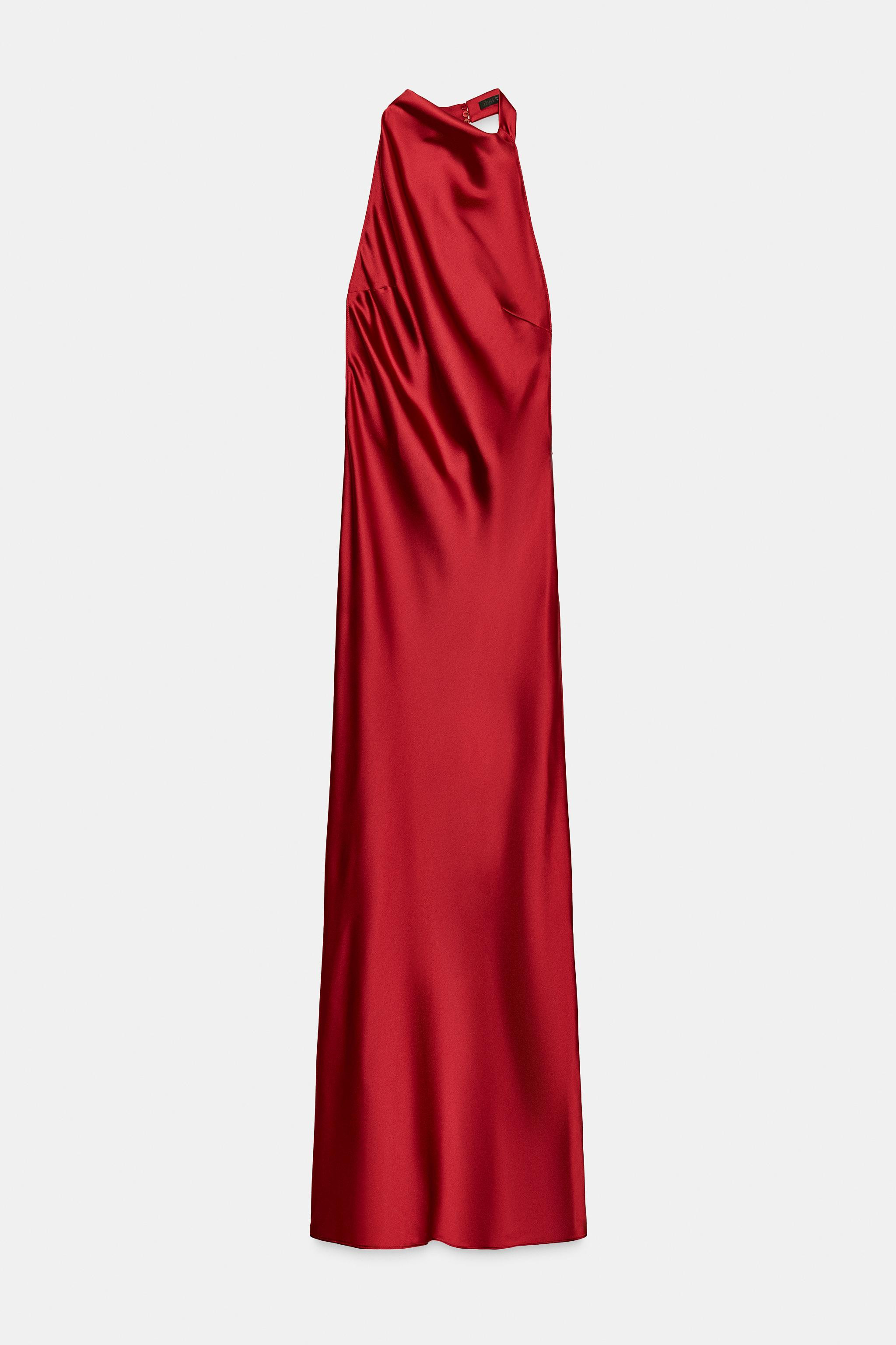 LONG SATIN HALTER DRESS | Zara US