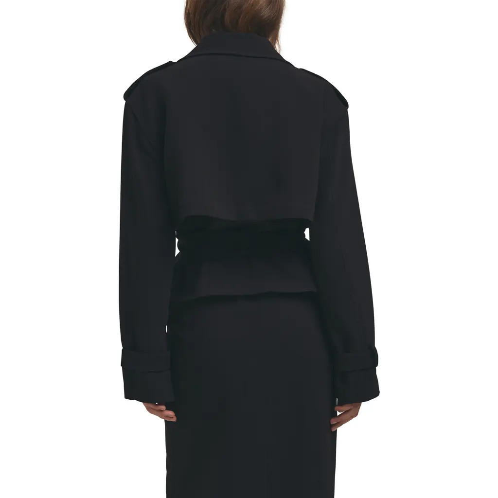 Favorite Daughter The Charles Crop Trench Coat in Black at Nordstrom, Size Large | Nordstrom