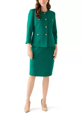 Le Suit Women's Tonal Jewel Neck Jacket & Skirt, 4P | Belk