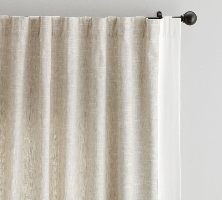 Emery Linen/Cotton Framed Border Rod Pocket Curtain - Oatmeal/Ivory | Pottery Barn (US)