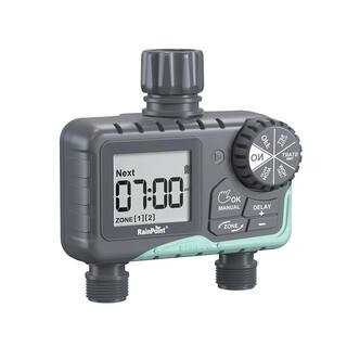 2 Zone Water Timer for Garden Hose-Sprinkler Timer w/ Rain Delay and Manual / Automatic Irrigation Controller System | The Home Depot