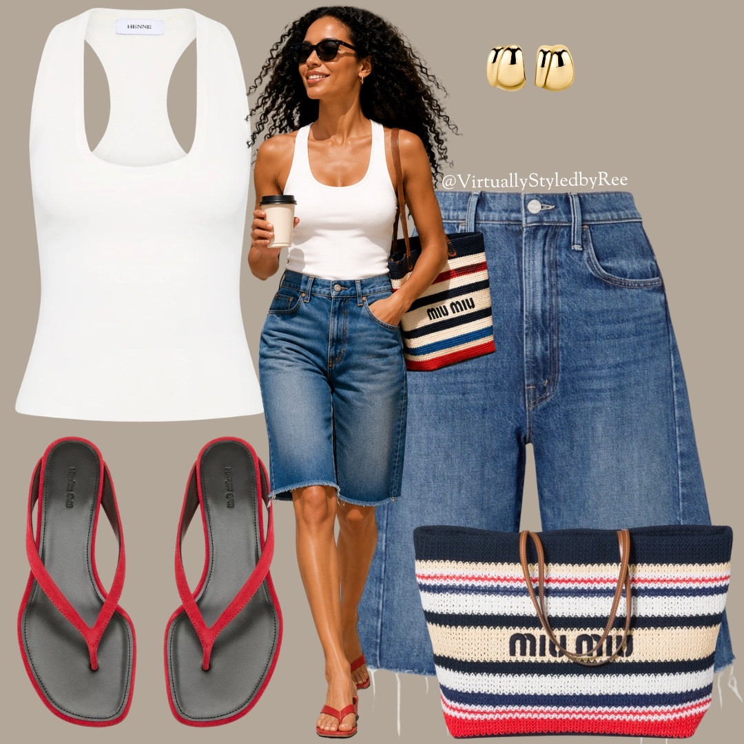 Two ways to style one pair of Bermuda shorts 🤍🖤✨

A great pair of denim Bermuda shorts is a must have for your summer wardrobe. Here I’ve styled the same shorts in two different ways:

🤍 Look 1: A crisp white racerback tank with red wedges and a striped tote for an effortless coastal vibe.

🖤 Look 2: A black racerback tank, belt, woven black tote, and matching sandals for a polished monochrome look that’s perfect from coffee runs to casual dinners.

Same shorts, two different moods, proof that a few accessory swaps can completely transform an outfit. I’ve linked everything below!

#LTKStyle #BermudaShorts #DenimShorts #SummerStyle #CapsuleWardrobe #EverydayStyle #EffortlessStyle #CasualChic #VacationStyle #WearMoreSpendLess

#LTKsummer #LTKsummer #LTKuk #LTKeurope