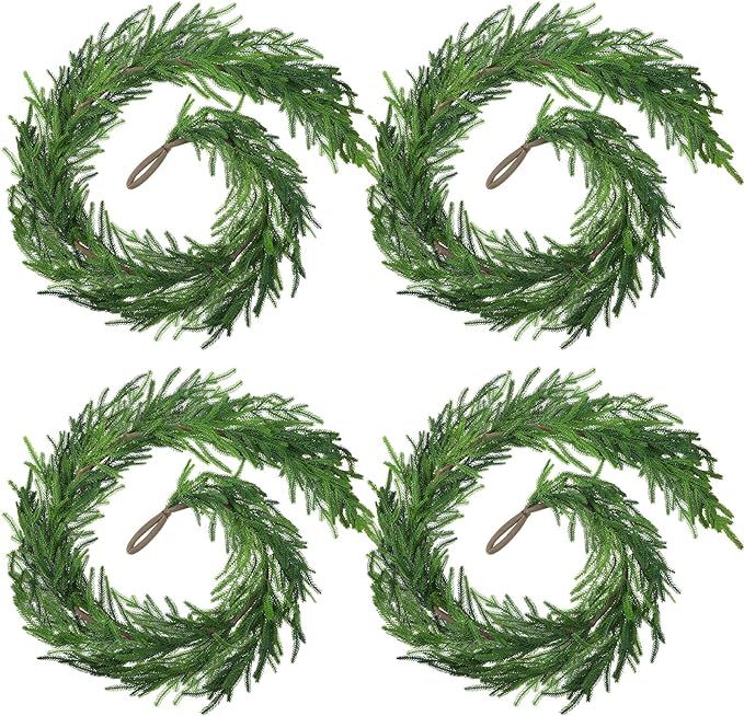 Christmas Real Touch Norfolk Pine Garland Artificial Pine Greenery Garlands Faux Christmas Norfol... | Amazon (US)