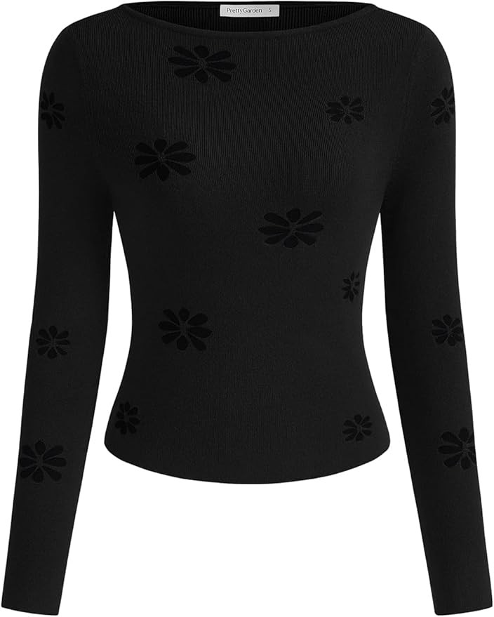 PRETTYGARDEN Long Sleeve Shirts for Women Casual 2025 Fall Knit Slim Fit Basic Lightweight Boat N... | Amazon (US)