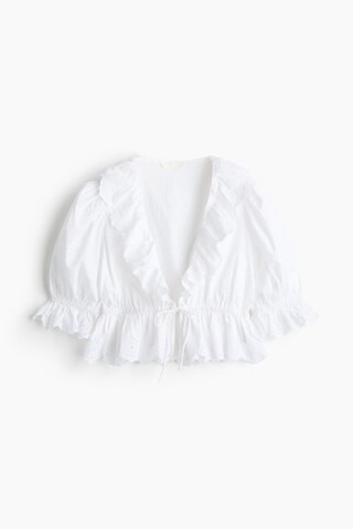 H & M - Cotton Blouse with Eyelet Embroidery - White | H&M (US + CA)