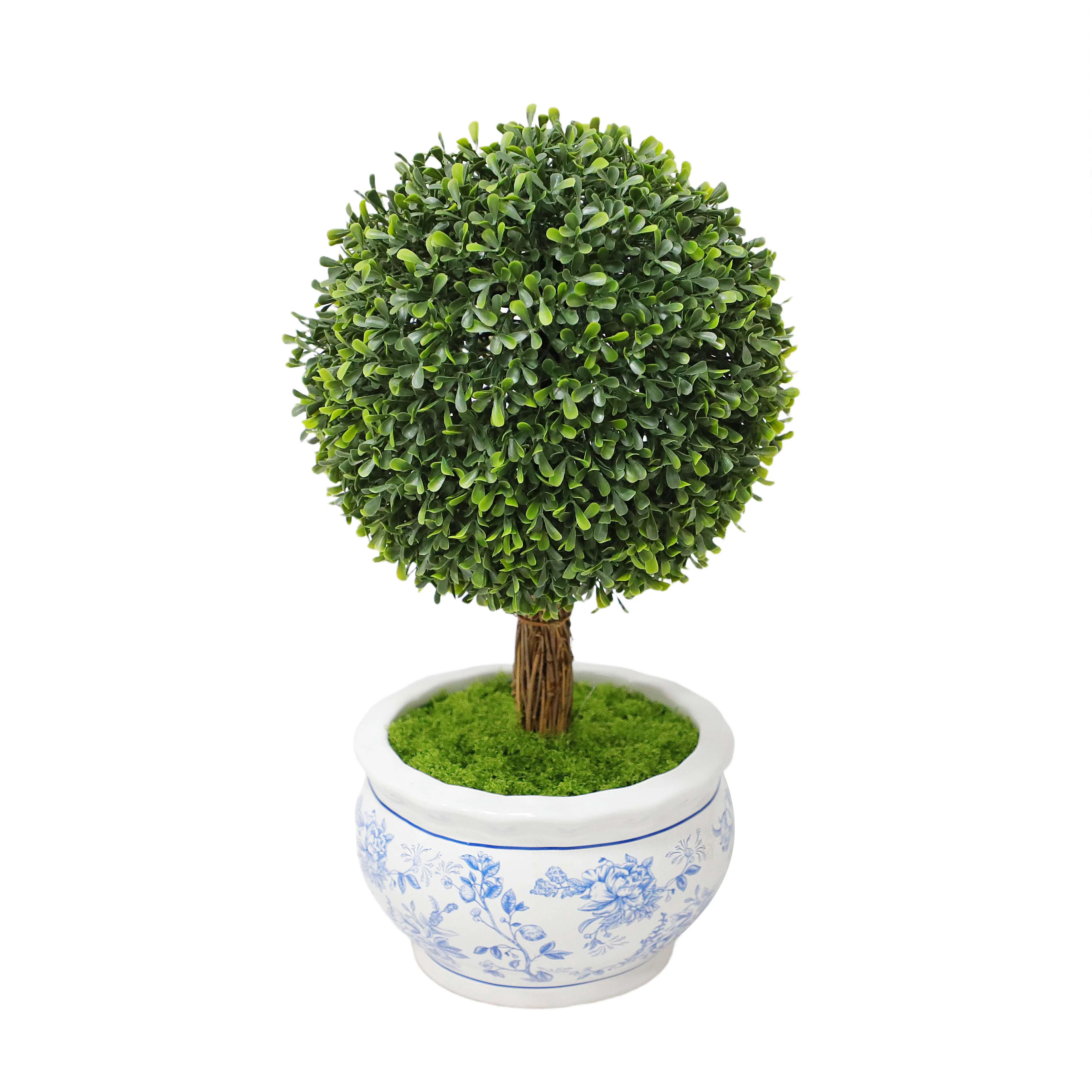 Boxwood Artificial Topiary in Floral Pot, 16", by My Texas House | Walmart (US)