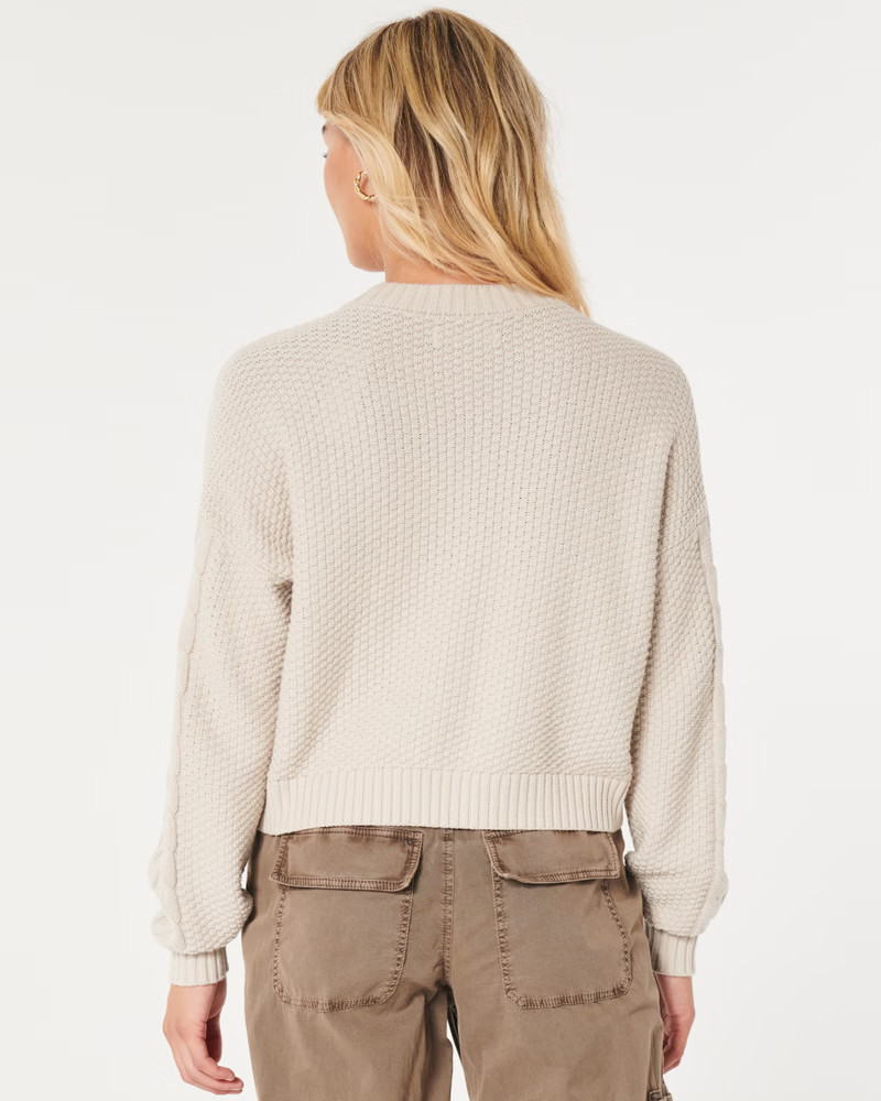 Easy Cable-Knit Crew Sweater | Hollister (US)