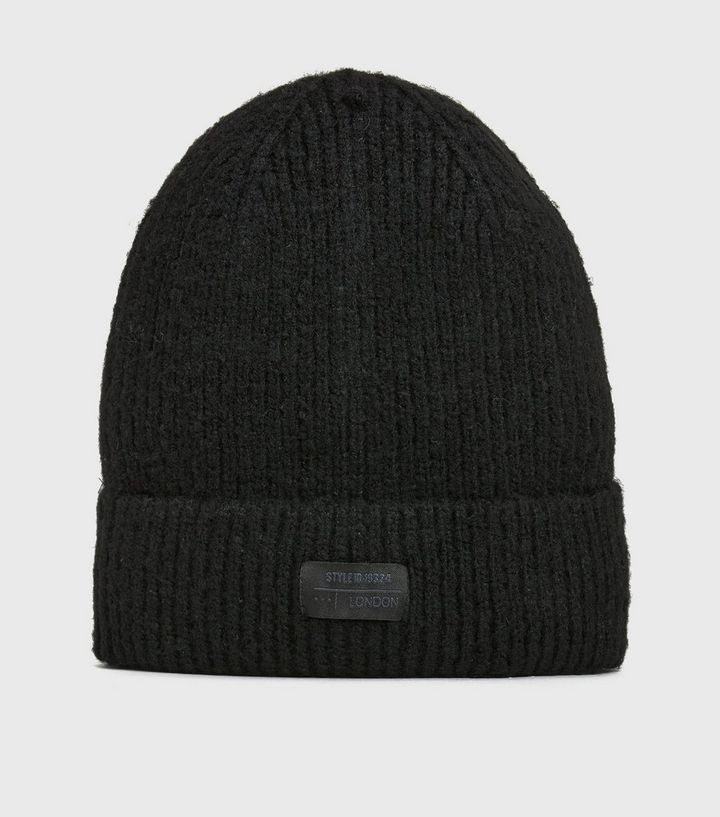Black Ribbed Tab Front Beanie
						
						Add to Saved Items
						Remove from Saved Items | New Look (UK)