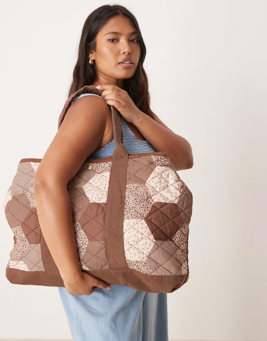 Free People pippa patchwork tote bag in tan-Neutral | ASOS (Global)