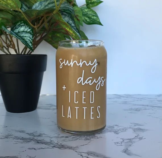 Sunny Days & Iced Lattes  Beer Can Glass  Iced Coffee Glass | Etsy | Etsy (US)