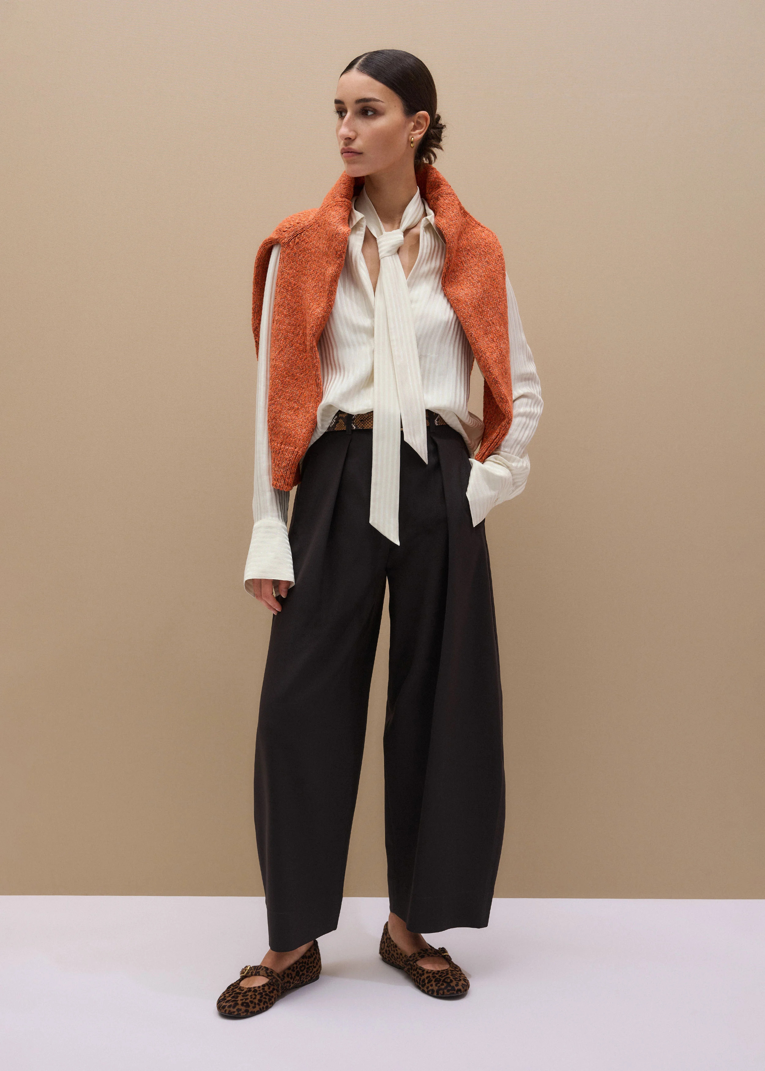 Women's Brown Barrel-Leg Pant | ME+EM | ME+EM US