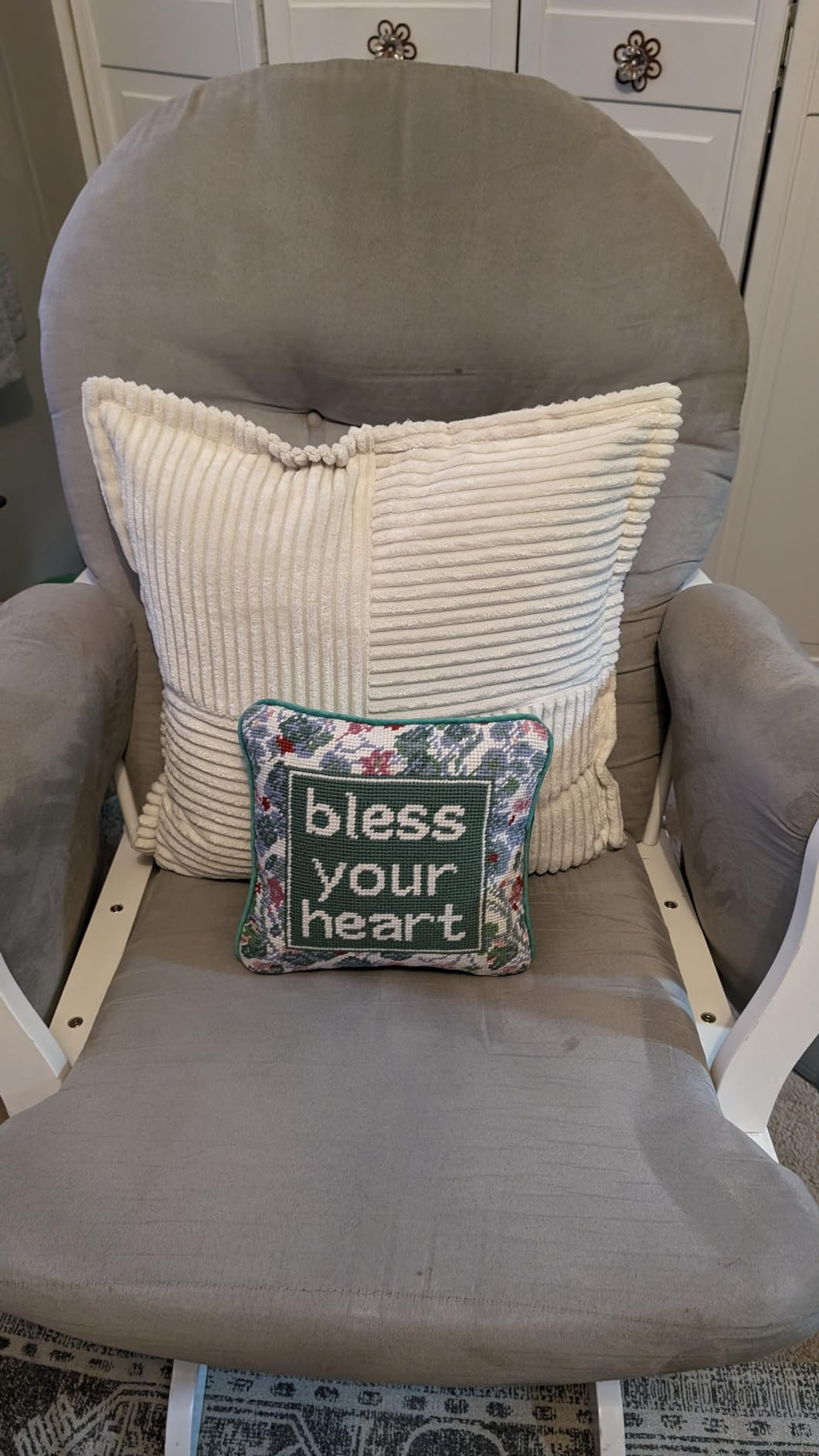 Handmade Needlepoint Decorative Throw Pillow - Bless Your Heart - 10" x 10" - Small Embroidered A... | Amazon (US)
