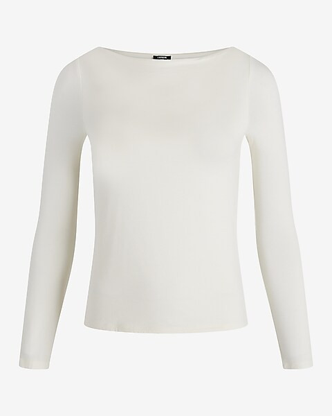 Supersoft Fitted Boat Neck Long Sleeve Tee | Express