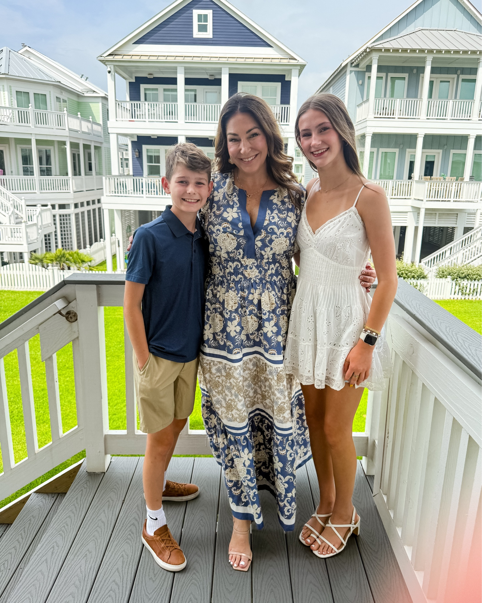 We went to an early Fathers Day dinner and I wore this beauty out.   It is a little bit low cut but fixed with a easy micro stitch. Loved the print for the beach 🌊 tts, L. Miss A is wearing a new Love Shack Fancy mini in white

#LTKSeasonal #LTKTravel #LTKKids