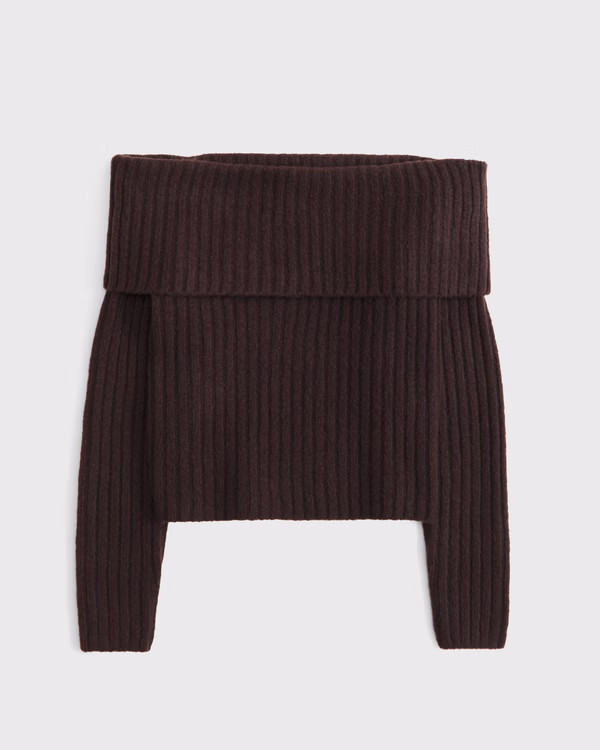 Women's Ribbed Foldover Off-The-Shoulder Sweater | Women's | Abercrombie.com | Abercrombie & Fitch (US)