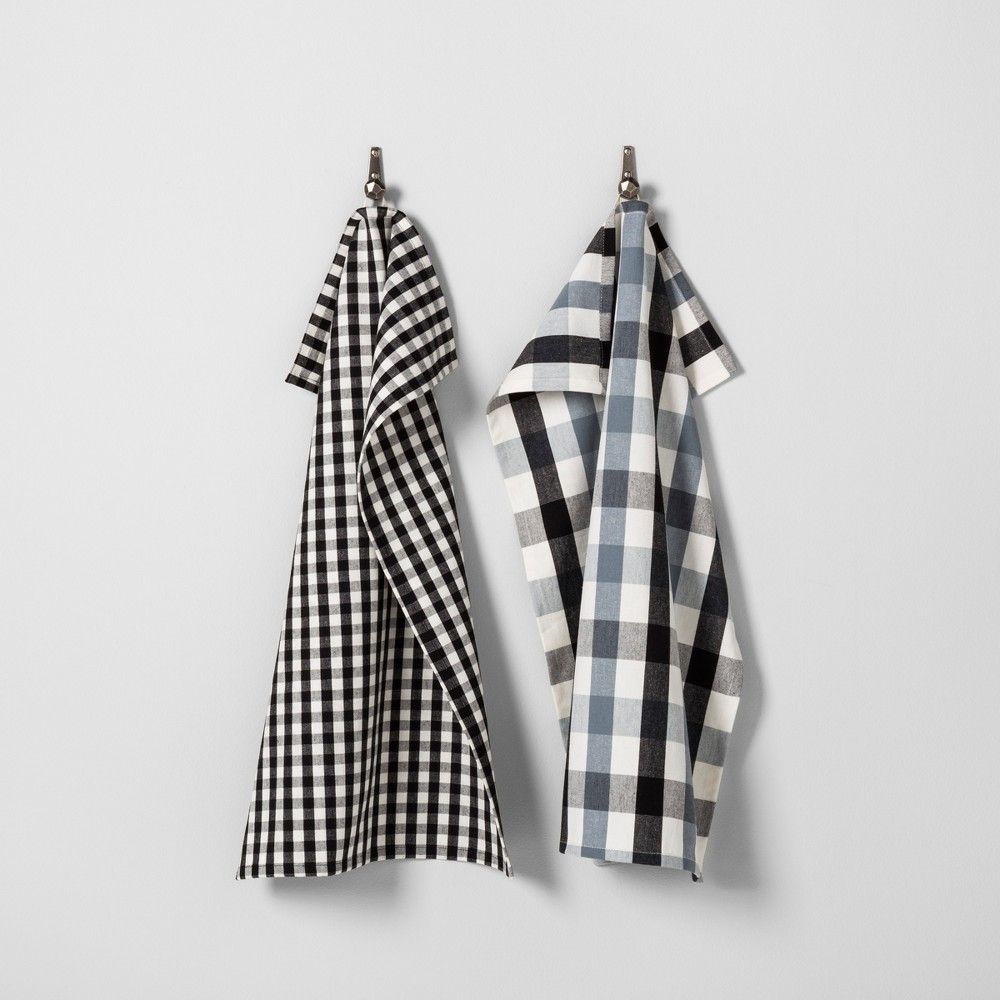 Gingham Kitchen Towel Set of 2 - Black/White - Hearth & Hand with Magnolia | Target