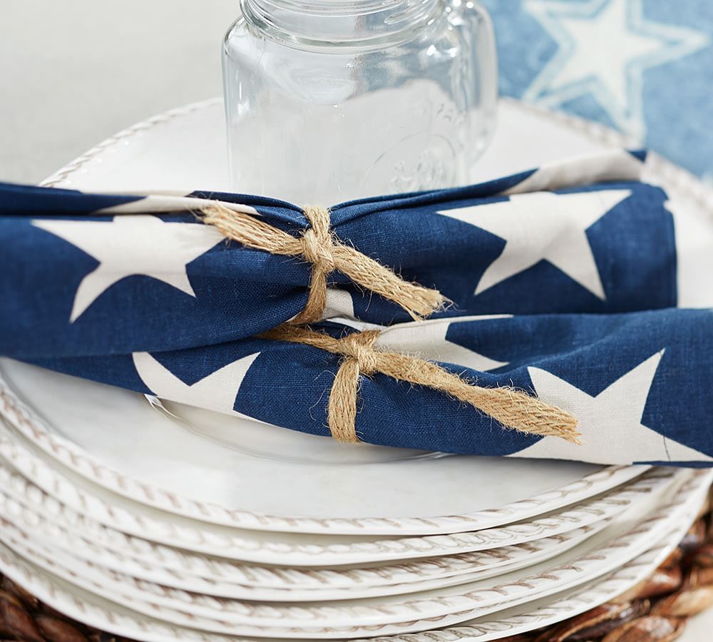 American Flag Stars Linen/Cotton Napkins, Set of 4 | Pottery Barn (US)