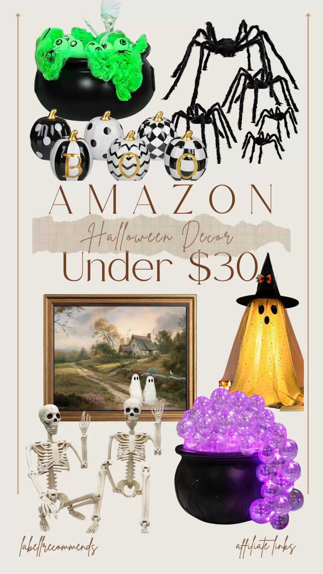 Amazon affordable Halloween decor all under $30. Some of my favorite picks include look for less black and white pumpkins, ghost picture, posable skeletons, and a family of black spiders

#halloweendecor #halloweenlovers #halloweendecorations #amazonhalloween

Lighted cauldrons, posable skeletons, Halloween decor, decorations for Halloween under $30, affordable Halloween decor, black and white pumpkins

#LTKHalloween

#LTKSeasonal #LTKHome