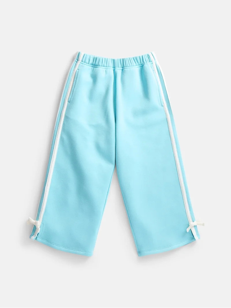 Wonder Nation Toddler Girls Wide Leg Athletic Pants with Side Stripe and Bow, Sizes 12M-5T | Walmart (US)