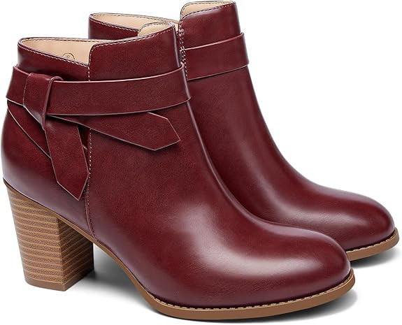 PiePieBuy Women's Tie Knot Chelsea Pump Ankle Boots Closed Toe Stacked Heel Booties Shoes | Amazon (US)