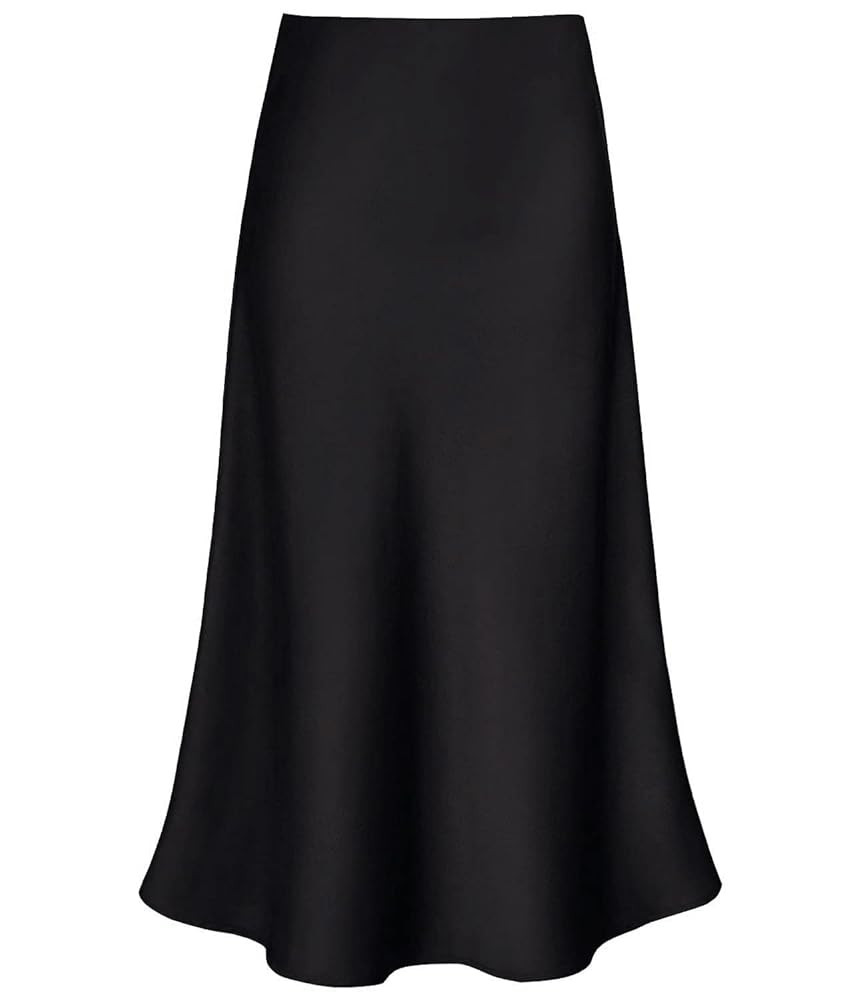 Women's Satin High Waist Hidden Elasticized Waistband Flared Casual A Line Midi Skirt | Amazon (US)