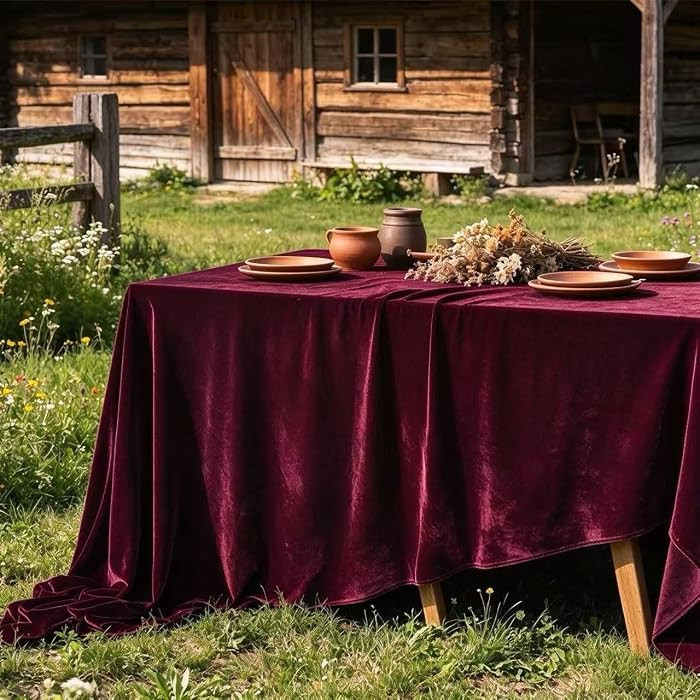 Velvet Tablecloth, Luxurious Elegant Rectangle Table Cover in Beautiful Burgundy for Weddings, Pa... | Amazon (US)