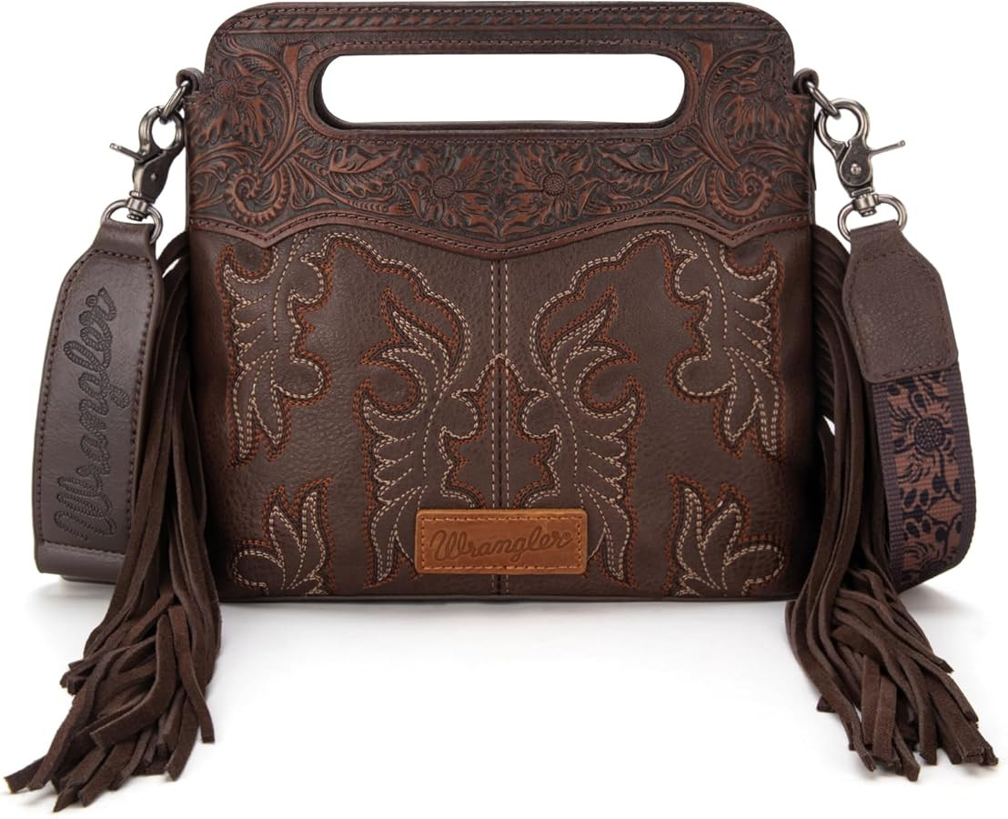 Wrangler Top Handle Handbags Western Fringe Crossbody Bag for Women Embroidered Boot Scroll Ladie... | Amazon (US)