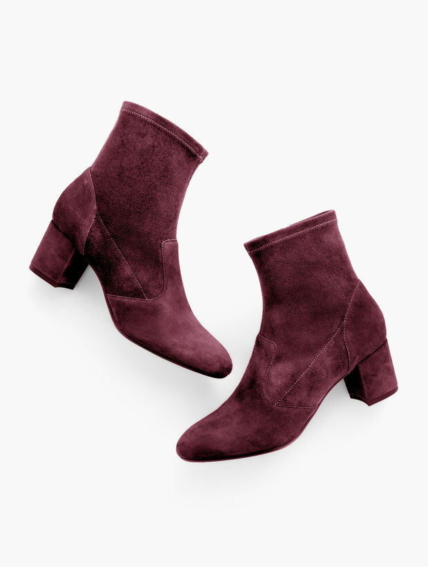 Pardo Suede Stretch Block Heel Booties | Talbots