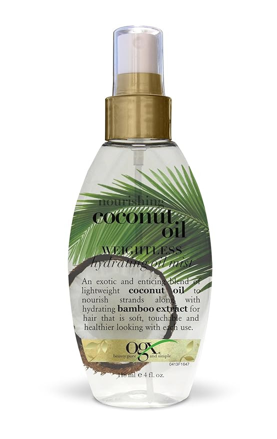 OGX Nourishing + Coconut Oil Weightless Hydrating Oil Hair Mist, Lightweight Leave-In Hair Treatm... | Amazon (US)