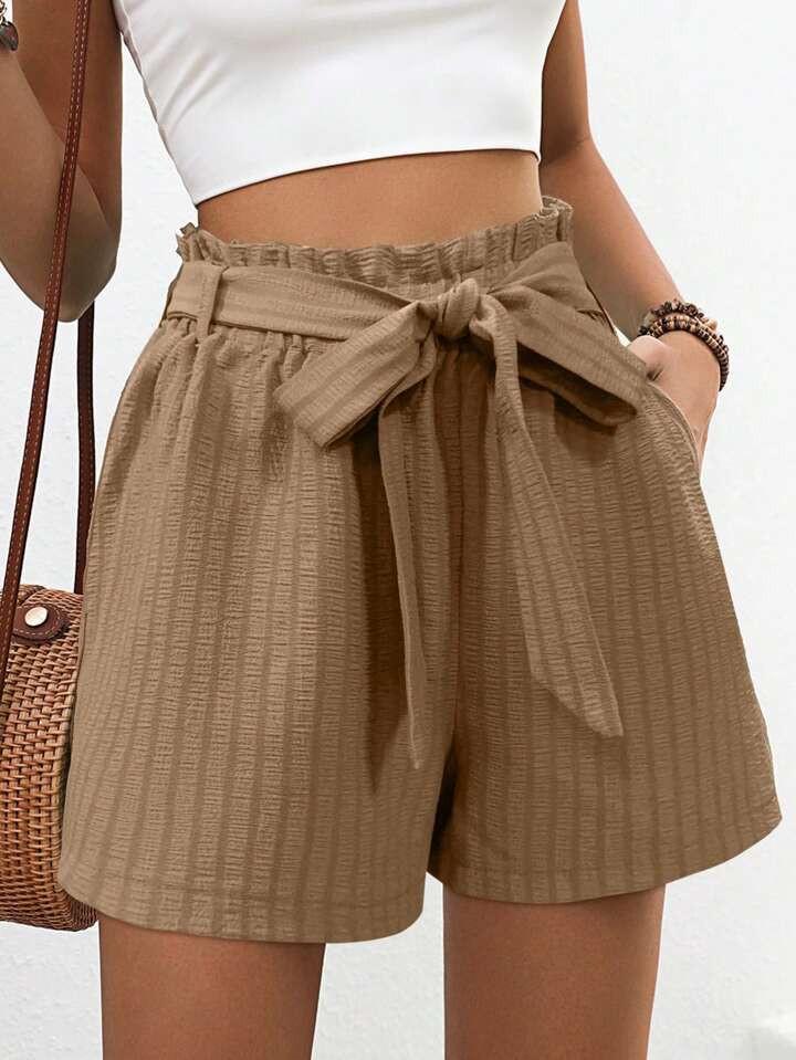 SHEIN VCAY Women Solid Color Bud Waist Loose Casual Shorts With Pockets | SHEIN