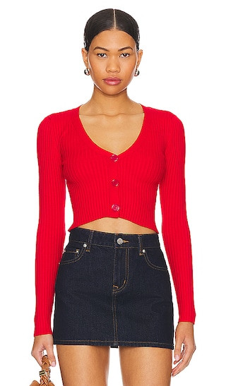 Nichole Cropped Sweater in Red | Revolve Clothing (Global)