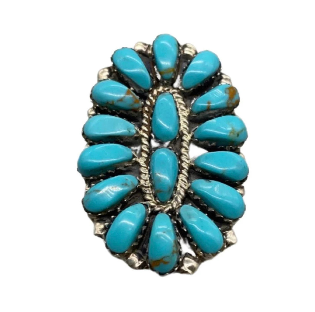 Turquoise Cluster Ring Set in S.S. Navajo Made - Etsy | Etsy (US)