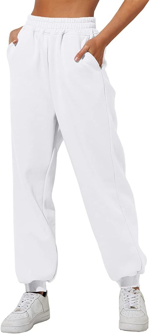 EFAN Womens Baggy Cinch Bottom Sweatpants Comfy Cotton High Waist Jogger Pants Y2k Trendy Lounge Tro | Amazon (US)