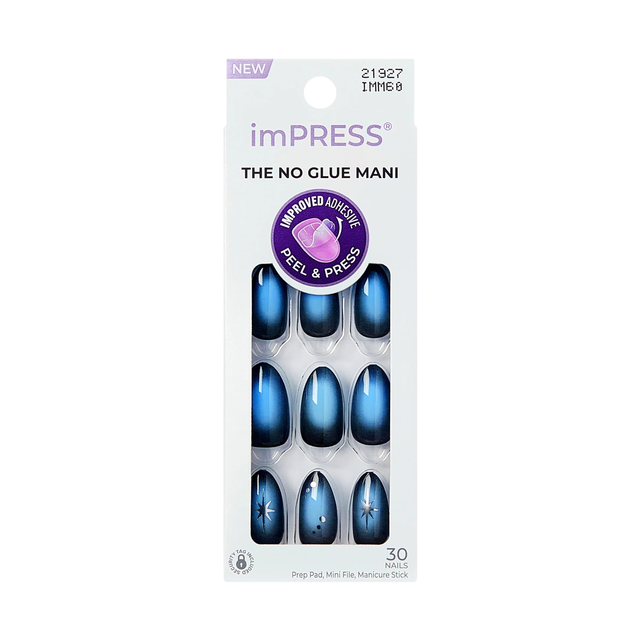 KISS imPRESS Press On Nails Almond, ‘Lovesome’, Blue, Medium, 30 Count | Walmart (US)