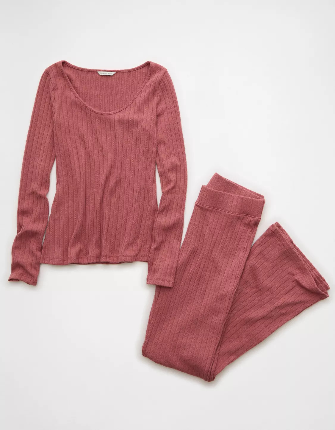 AE Long Sleeve T-Shirt + Flare Pant Lounge Set | American Eagle Outfitters (US & CA)