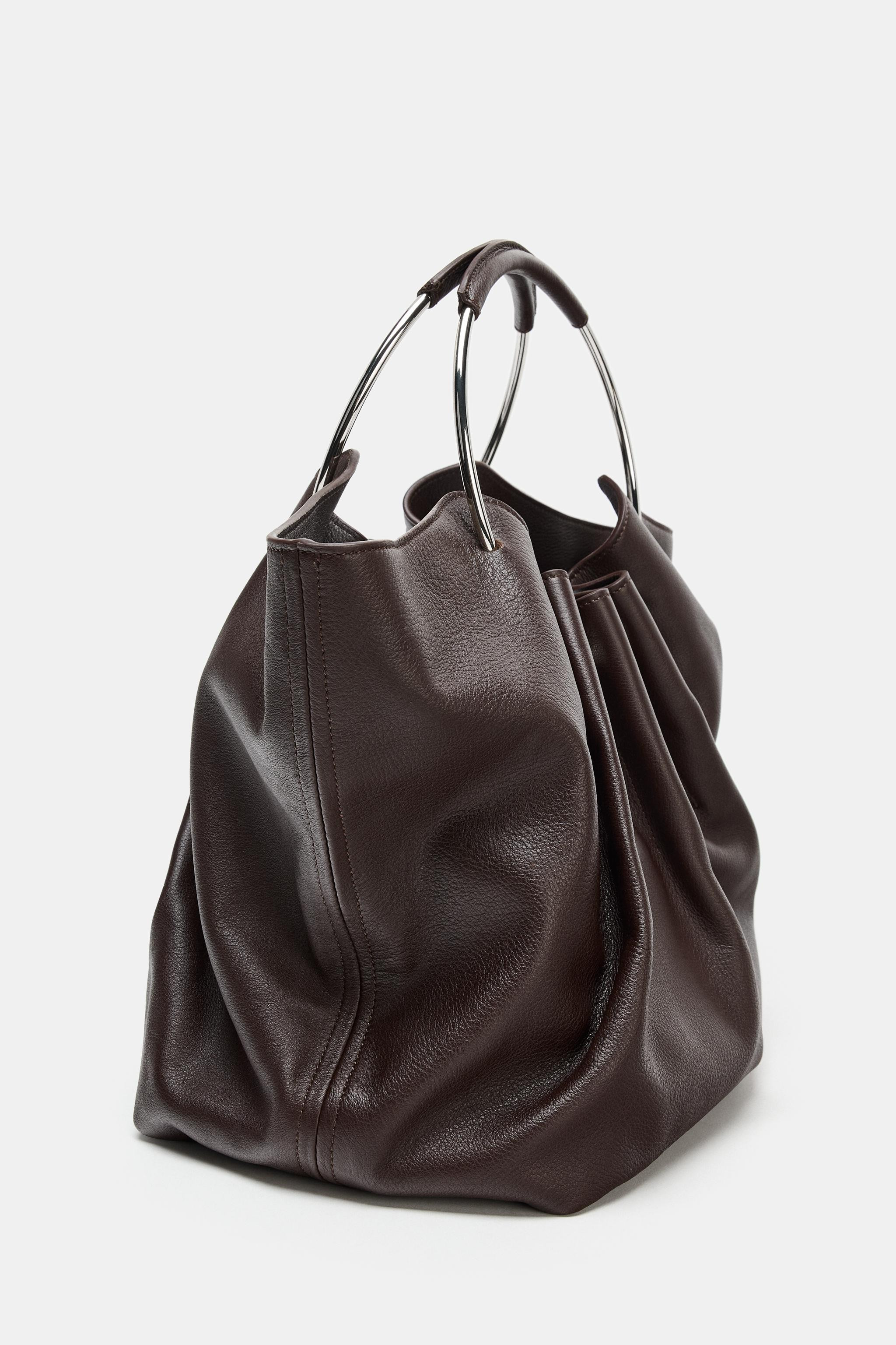 LEATHER BUCKET BAG WITH RIGID HANDLE | Zara US