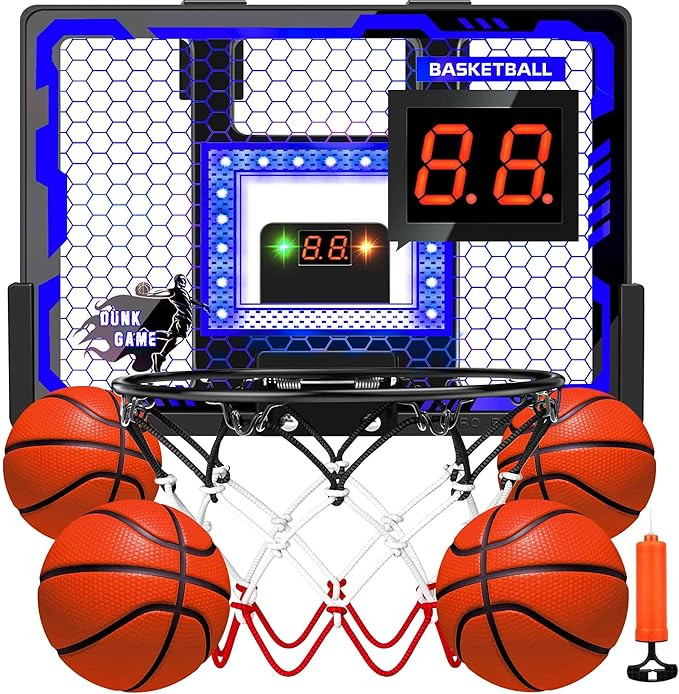 Basketball Hoop Indoor - Basketball Hoop with Anti-Impact Backboard, Scoreboard&4 Balls Basketbal... | Amazon (US)