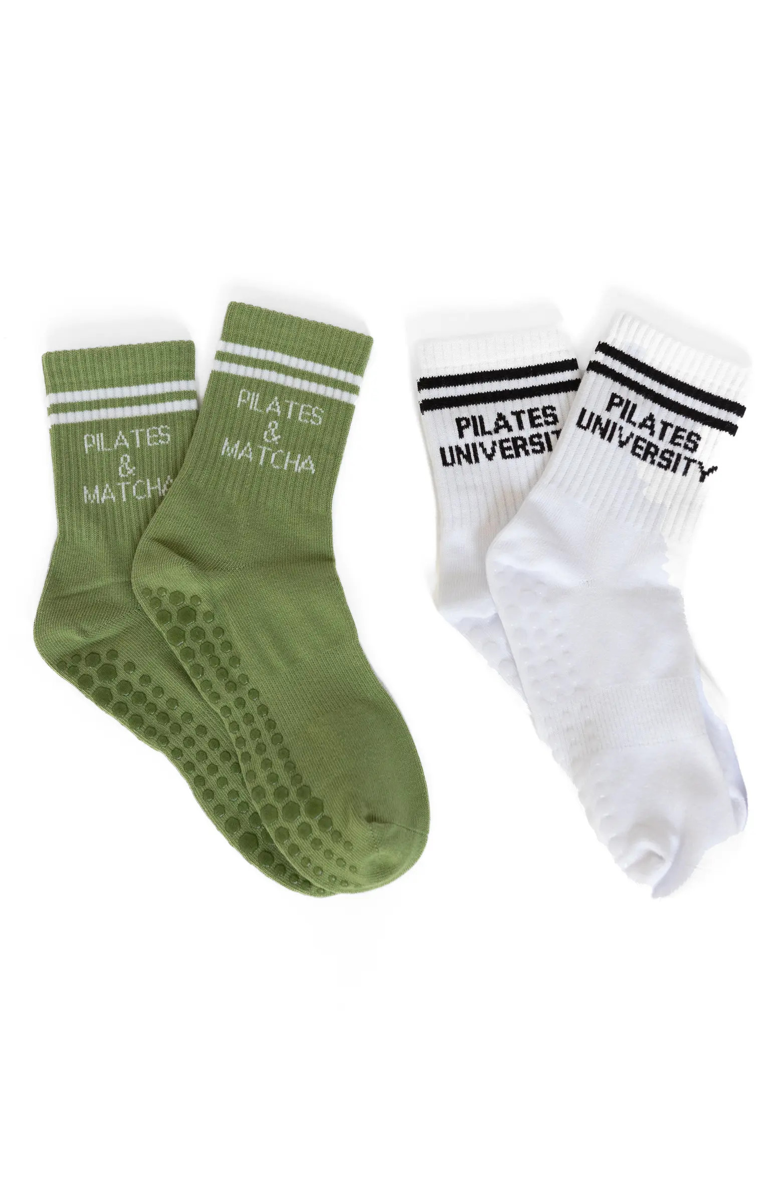 Pilates University 1883 Assorted 2-Pack Classic Nonslip Grip Crew Socks | Nordstrom | Nordstrom